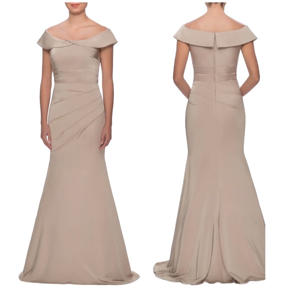 La Femme Off-Shoulder Maxi Dress in Cream